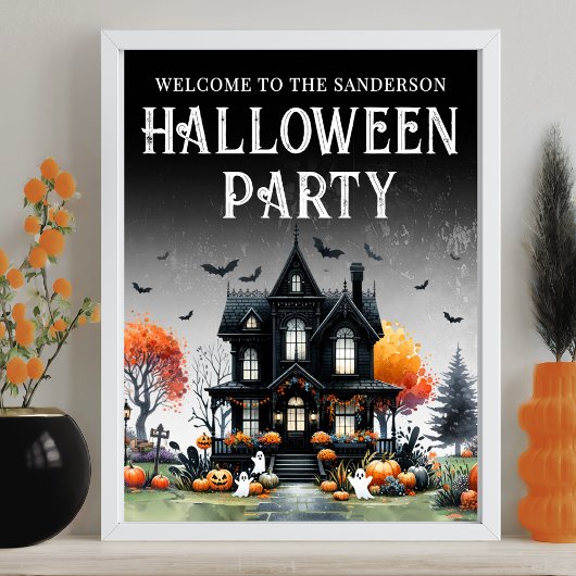 お化け屋敷ハロウィンパーティーサイン ポスター