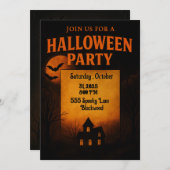 お化け屋敷ハロウィンパーティー招待状 | 不気味  招待状 (正面/裏面)