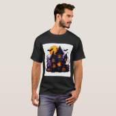 お化け屋敷パズルステッカー - スプーキー・ハロウィン Tシャツ (正面フル)