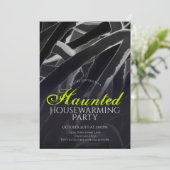 お化け屋敷風の新築祝いグレイグリーン ハロウィンパーティー 招待状 (スタンド正面)