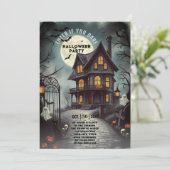 お化け屋敷 ゴシック ハロウィン 大人パーティ 招待状 (スタンド正面)