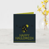 お化け屋敷 ハッピーハロウィン カード (黄色い花)