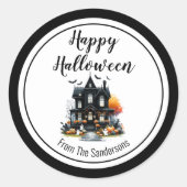 お化け屋敷 ハッピー ハロウィン ラウンドシール (正面)