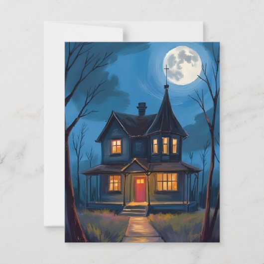 お化け屋敷 ハロウィン 手描き シーズンカード (正面)