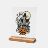 お化け屋敷Tシャツ ビンテージ風 彫刻 ハロウィン デ アクリルサイン (傾斜)