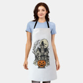 お化け屋敷Tシャツ ビンテージ風 彫刻 ハロウィン デ エプロン (着用した状態)