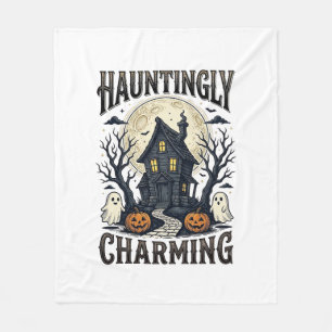 お化け屋敷Tシャツ ビンテージ ハロウィン カジュアル デザイン フリースブランケット