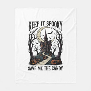 お化け屋敷Tシャツ ビンテージ ハロウィン 彫刻 アール フリースブランケット