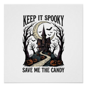 お化け屋敷Tシャツ ビンテージ ハロウィン 彫刻 アール ポスター