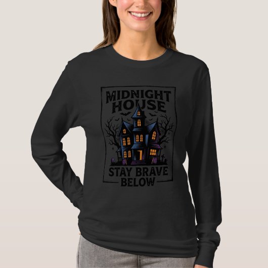 お化け屋敷Tシャツ レトロな怖い夜のデザイン_1 Tシャツ (正面)