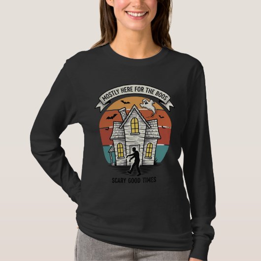 お化け屋敷Tシャツ 怖いヴィンテージ ハロウィーン スケア Tシャツ (正面)
