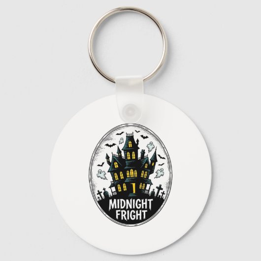 お化け屋敷Tシャツ 怖い夜 ハロウィン ベクター_1 キーホルダー (正面)