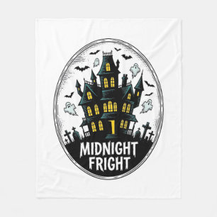 お化け屋敷Tシャツ 怖い夜 ハロウィン ベクター_1 フリースブランケット