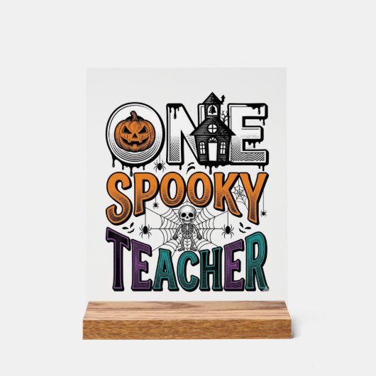 お化け教師のハロウィンベクター デザイン 1 アクリルサイン (正面)