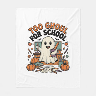お化け教師のレトロなハロウィンTシャツ Too Ghoul For School フリースブランケット