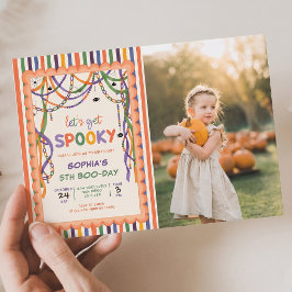 お化け誕生日おめでとうカラフルハロウィン写真 招待状