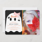 お化け!ハロウィン ゴーストガール 可愛い フォト 誕生日 招待状 (正面)