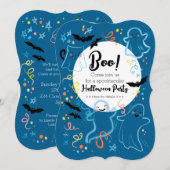 お化け！子供のハロウィンパーティーの招待状 招待状 (正面/裏面)