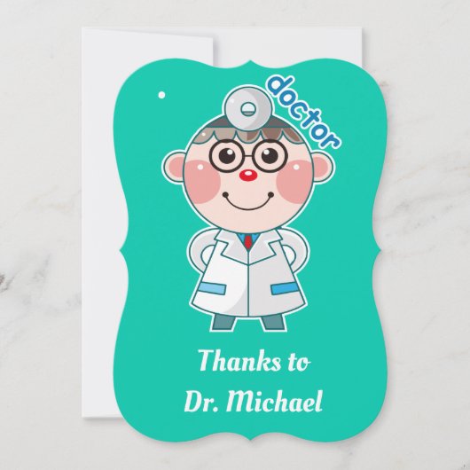 お医者さんありがとう。 文字テンプレート。 サンキューカード (正面)