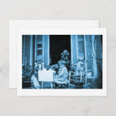 お友達とお茶の時間（ブルートーン） ポストカード (正面/裏面)