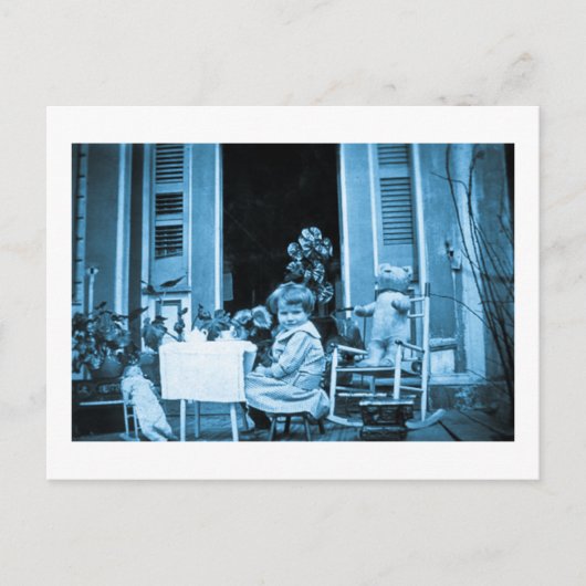 お友達とお茶の時間（ブルートーン） ポストカード (正面)