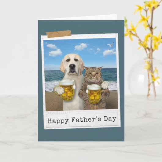 お友達とビールを飲みながら 父の日のカード カード (黄色い花)