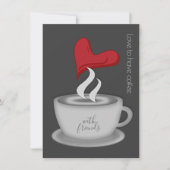 お友達とランチかわいいコーヒーカップ 招待状 (正面)