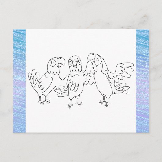 お友達と一緒に色を塗ろう！インコ | アクティビティカード ポストカード (正面)