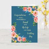 お友達と妻の結婚式のお祝い カード (黄色い花)