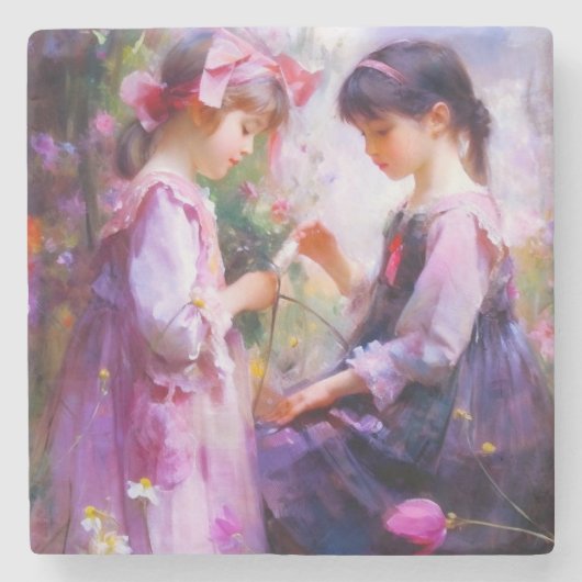 お友達と花2 ストーンコースター (正面)