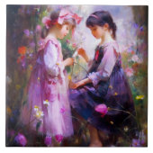 お友達と花2 タイル (正面)