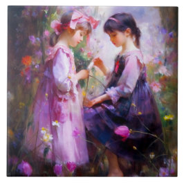 お友達と花2 タイル