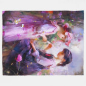 お友達と花2 フリースブランケット (正面(横))