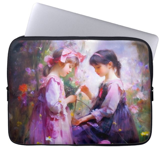 お友達と花2 ラップトップスリーブ (正面)