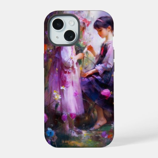 お友達と花2 iPhone 15ケース (裏面)
