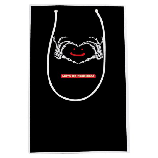 お友達よ！クラシックスケルトンハンドハート ミディアムペーパーバッグ (正面)