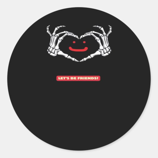 お友達よ!クラシックスケルトンハンドハート ラウンドシール (正面)