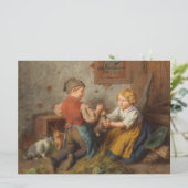 お友達(幼い遊男の子とペットのうさぎ) カード (スタンド正面)