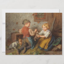 お友達(幼い遊男の子とペットのうさぎ)