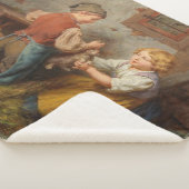 お友達(幼い遊男の子とペットのうさぎ) シェルパブランケット (3/4)