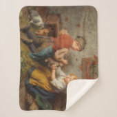 お友達(幼い遊男の子とペットのうさぎ) シェルパブランケット (正面)