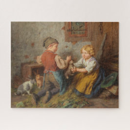 お友達(幼い遊男の子とペットのうさぎ) ジグソーパズル