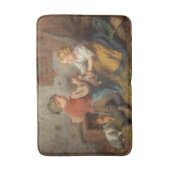 お友達(幼い遊男の子とペットのうさぎ) バスマット (正面縦)