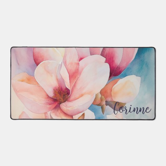 お名エレガント前ピンクマグノリア デスクマット (正面)
