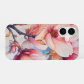 お名エレガント前ピンクマグノリア iPhone 16ケース (裏面横)