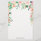 お名前かわいらし付きピンクフローラ 便箋 (正面)