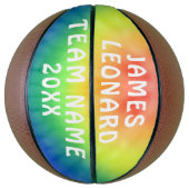 お名前とチーム絞り染めパーソナライズされたバスケットボール バスケットボール (縦)