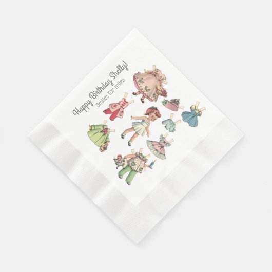 お名前とメッセージヴィンテージドールペーパーナプキン 縁ありランチョンナプキン (角)