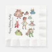 お名前とメッセージヴィンテージドールペーパーナプキン 縁ありランチョンナプキン (正面)