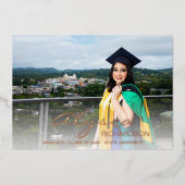 お名前と写真の大学院生ホワイトフォイル発表 箔招待状 (正面)